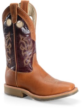 Tobacco Longhorn Double H Boot 11 Inch Wide Square Toe Roper